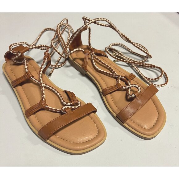 Universal Thread Aurelie Tan Gladiator Lace-Up Sandals Women Sz 6 - Picture 2 of 10